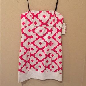 Strapless pink and white dress